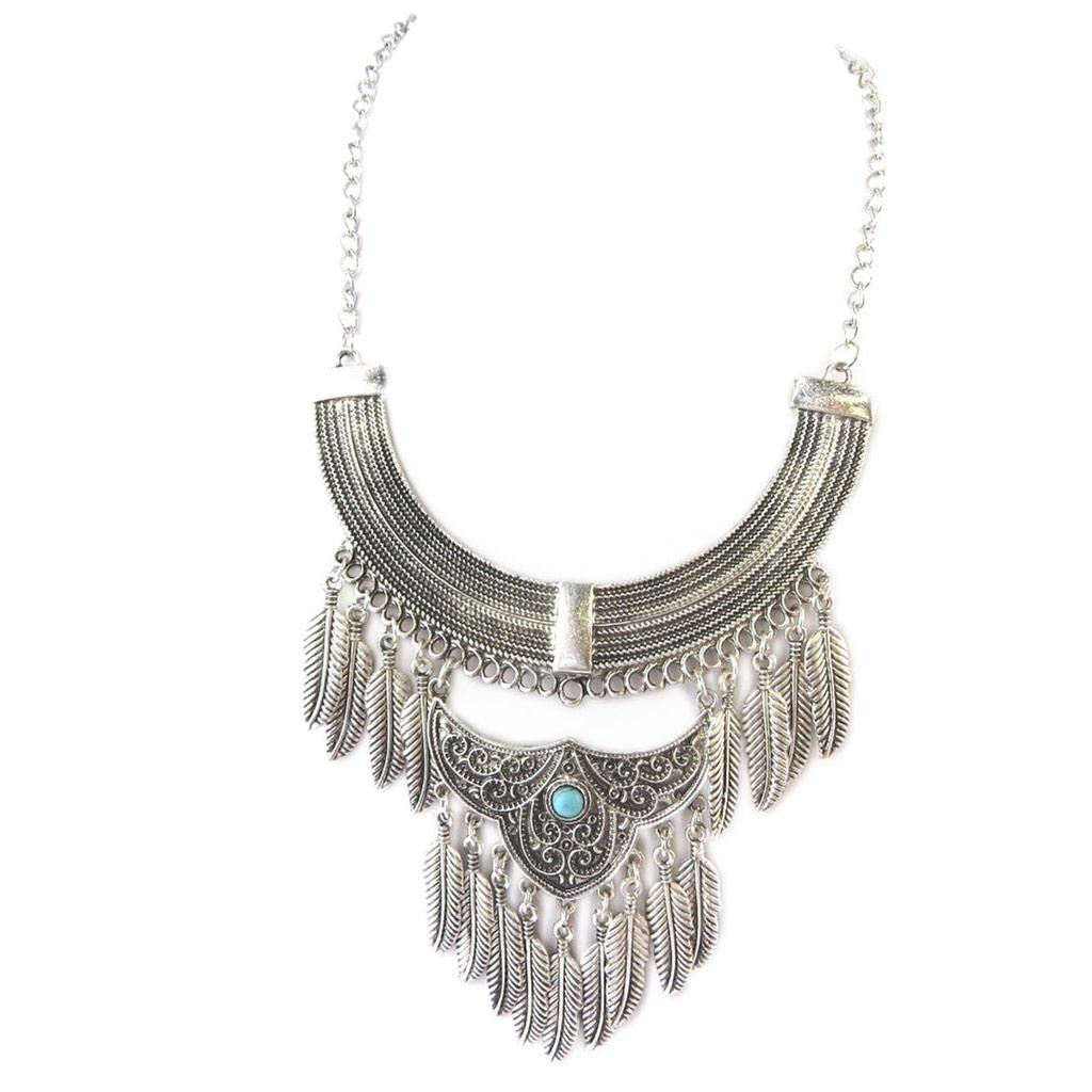 Les Trésors De Lily [N7307] - Antiqued Silver Turquoise 'Navajos' Designer Necklace
