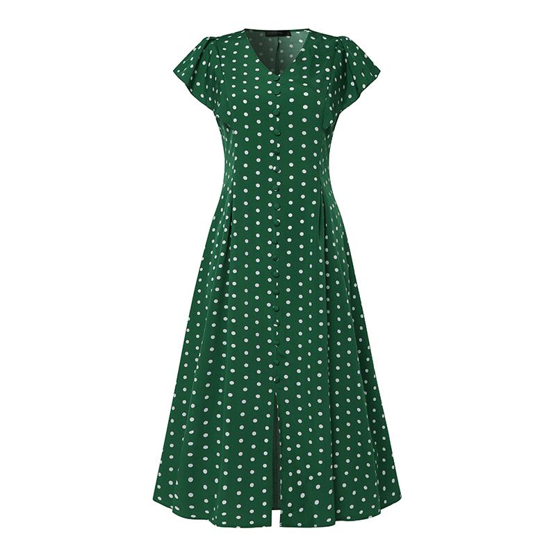 ZANZEA Женское повседневное платье с v-образным вырезом и коротким рукавом в горошек