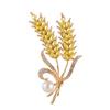 Autumn Yellow Crystal Wheat Ear Brooch Pins for Women Trendy Luxury Metal Rhinestone Sunflower Brooches Jewelry Wedding Gifts