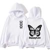 Butterfly‑line Men Hoodie Front Small Vertical Butterfly Graphic, Back Large Butterfly Text Logo Pullover For Trendy Daily Casual Street Outfits
