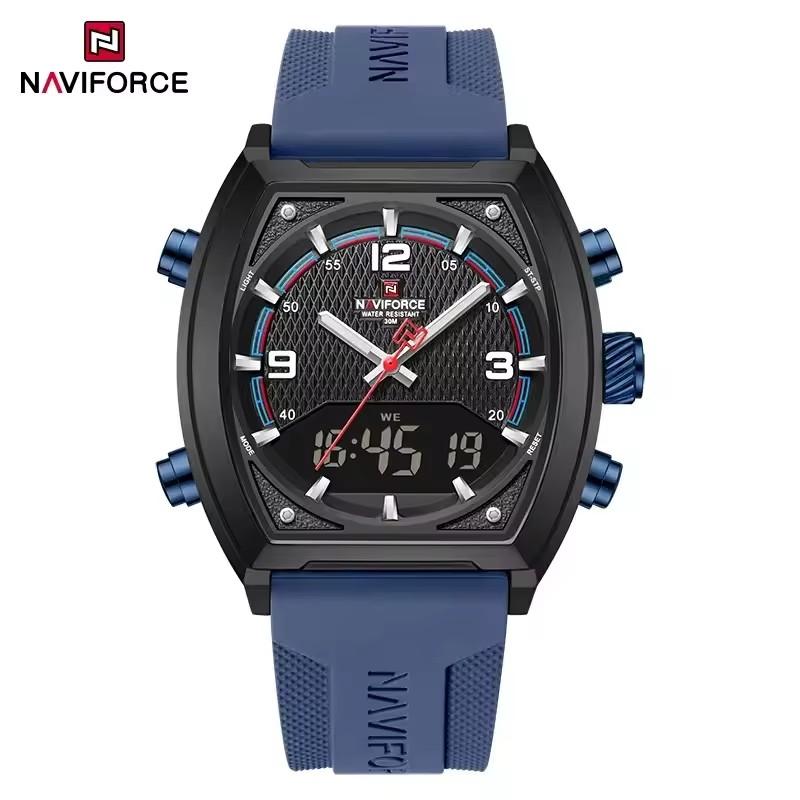 NAVIFORCE NF9242 9242 Мужские Кварцевые Часы Спортивные Водонепроницаемые Силиконовый Ремешок Повседневные Цифровые Часы Модные Роскошные Наручные Часы для Мужчин