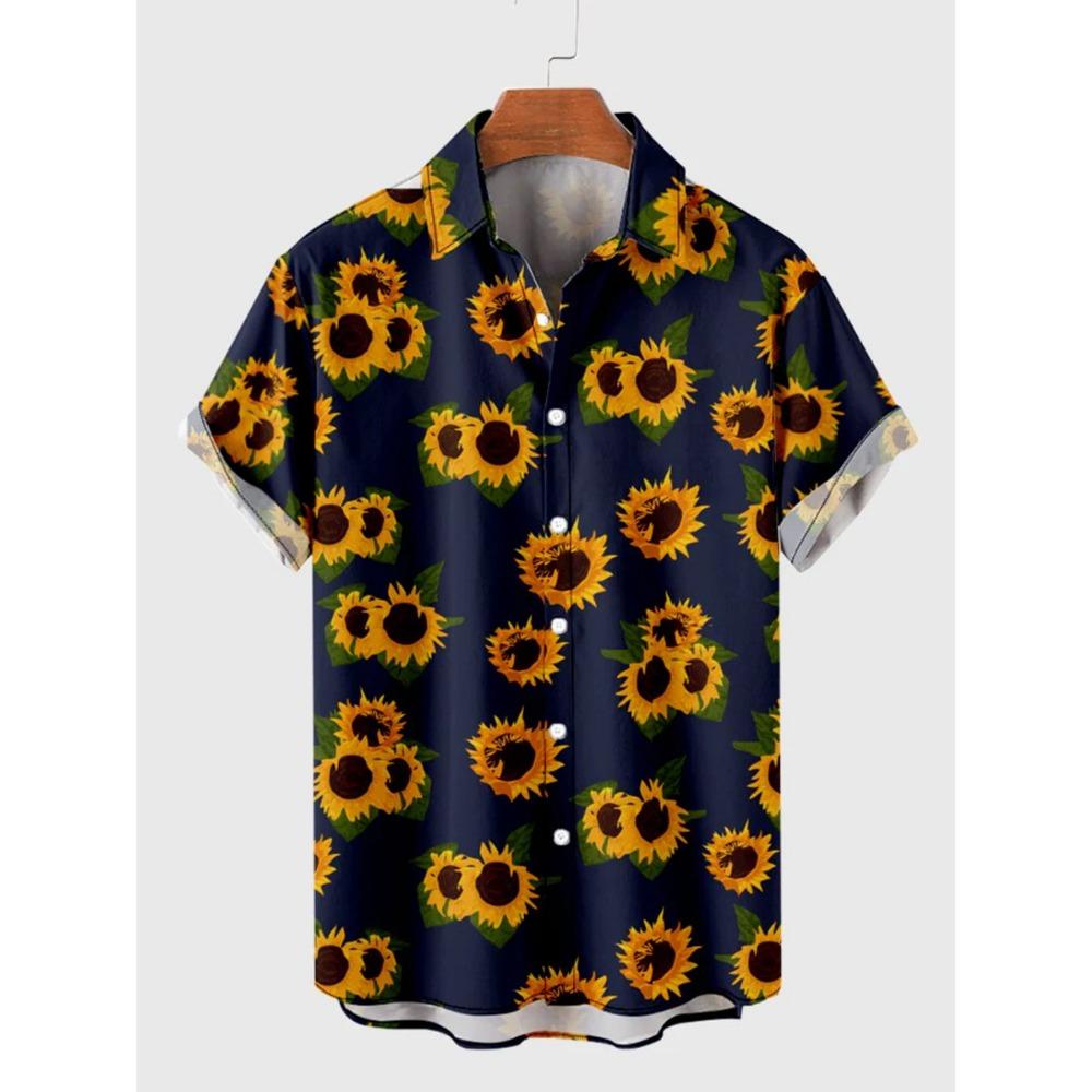 Мужская рубашка с рисунком тропических растений и 3D-принтом, летняя повседневная праздничная рубашка, новая одежда унисекс с короткими рукавами и пуговицами на лацканах