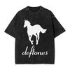 Новое поступление Мужская одежда Ohms Белый Пони Deftones Рок-группа Стиранная Футболка с коротким рукавом с круглым вырезом Y2k Мужская одежда Camisetas