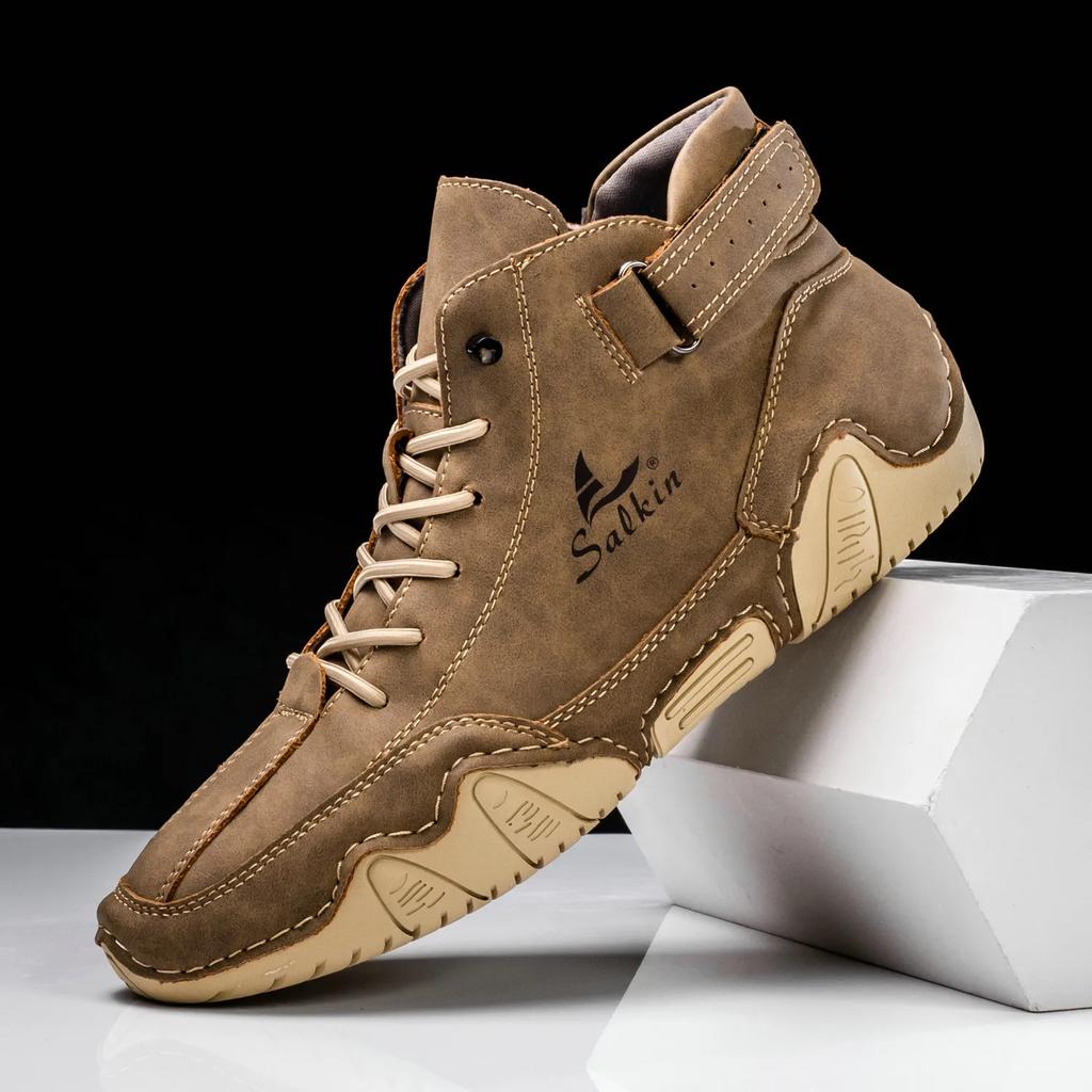 Мужские повседневные короткие ботинки осень-зима, модные высокие кроссовки для активного отдыха, дышащие кожаные мужские ботильоны Zapatillas Hombre