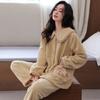 Coral fleece pajamas women's autumn and winter fleece thickened winter women's warm flannel can be worn outside loungewear suit
