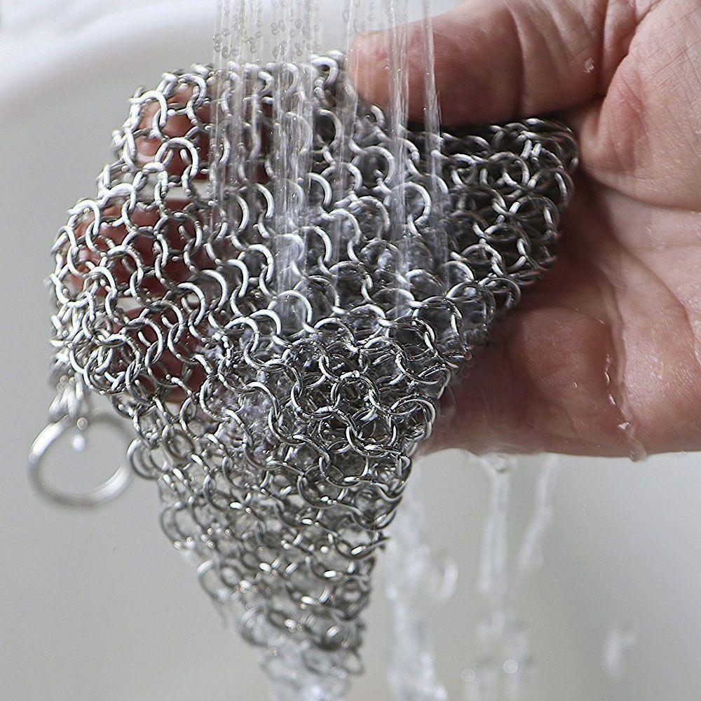 Durable Chainmail Cookware Wok Cleaning Cast Iron Cleaner Kitchen Tool Stainless Steel Pan Brush