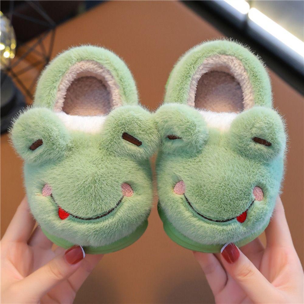 Non Slip Children's Cotton Slippers Thickened Kids Winter Warm Booties Kids Plush Shoes  Girls Boys