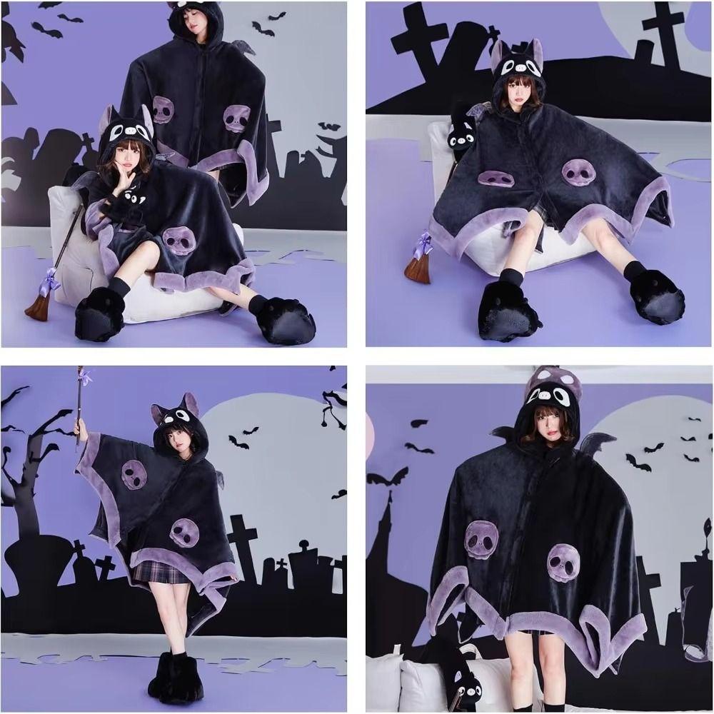 Loose Cape Cut Wearable Blanket Ultra-Soft Plush Lazy Cape Shawl Cloak Style Cloak Home Lounge