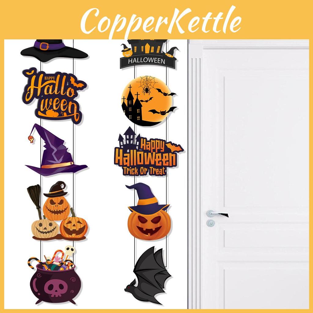 Halloween Party Door Hanger With Paper Pumpkin And Bat Design For Indoor And Outdoor Use