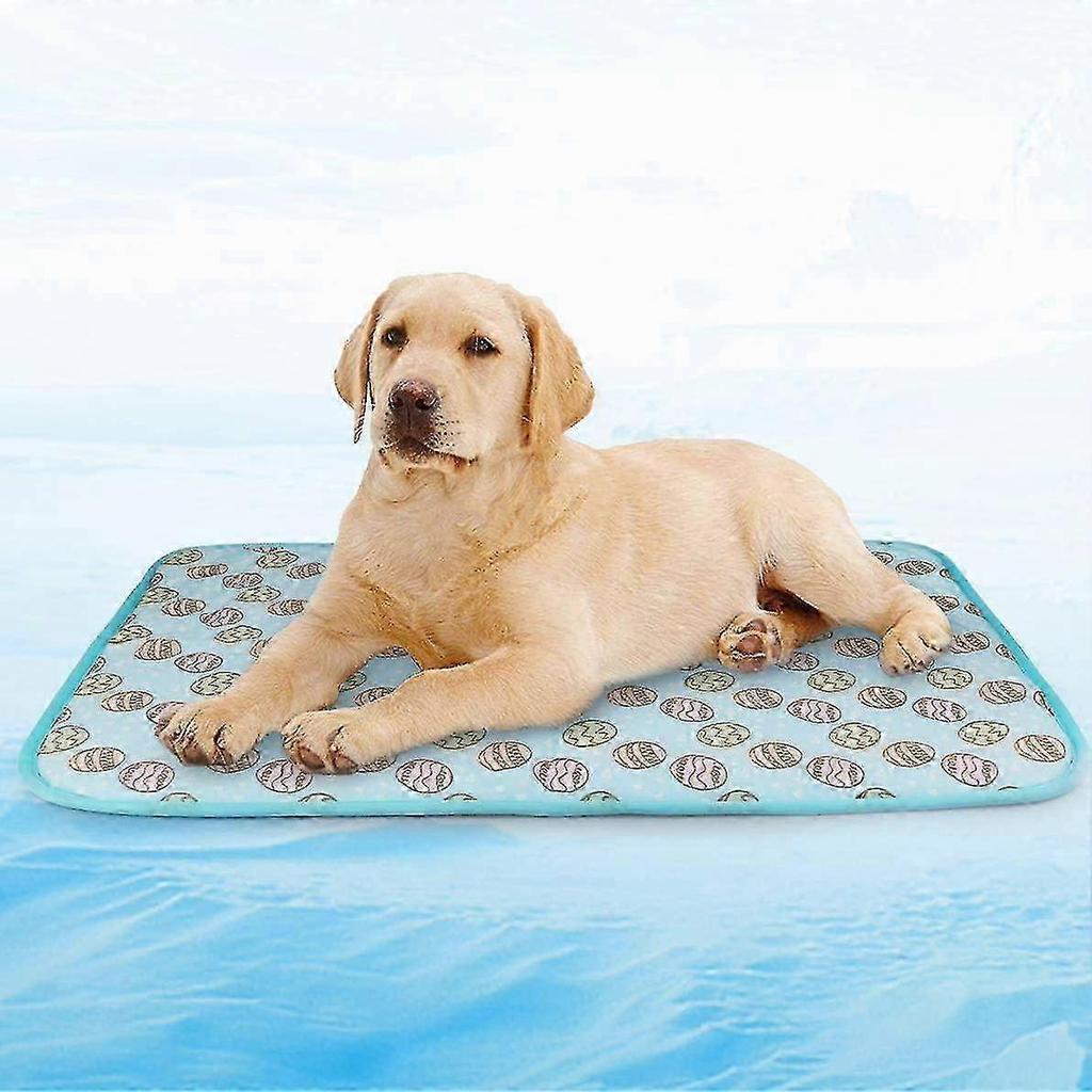 Blue-pet Cooling Sleeping Mat,dog Cushion Cat Cushion Cold Bed Blanket Ice Silk Mat Heat Dissipation Cushion50*70cm 25-26s