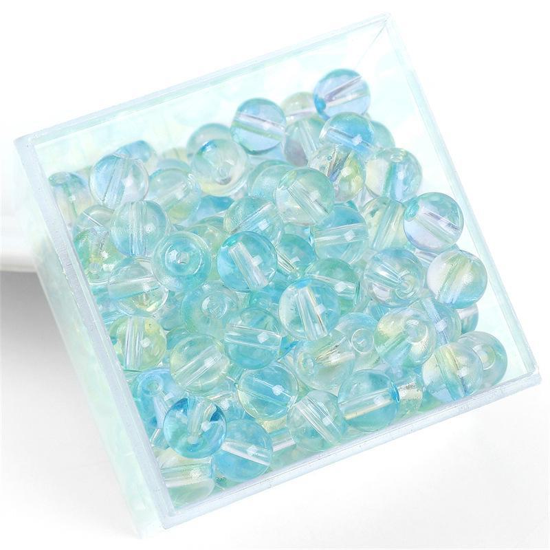 Комплект браслетов из бисера Summer Jelly Gold Glitter: Двойные стеклянные круглые бусины и полусахарные пузырчатые бусины