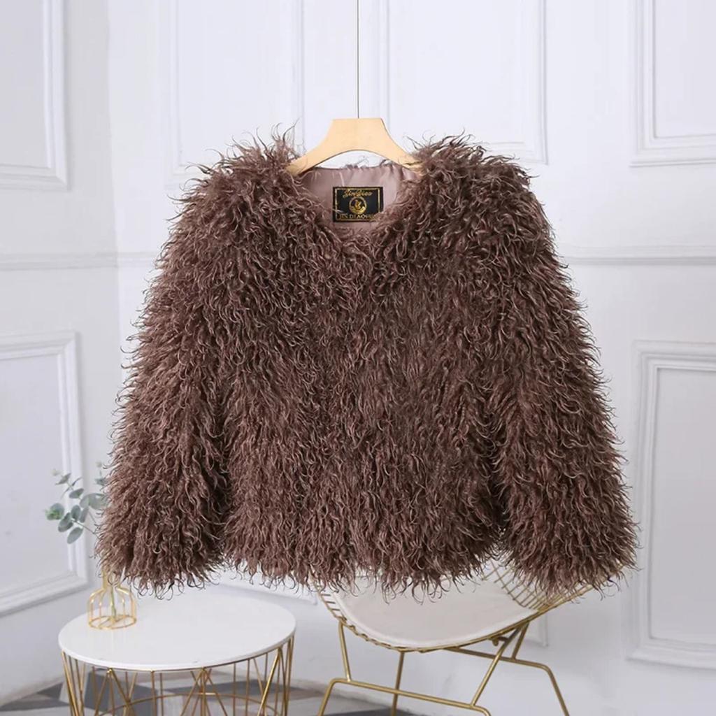 Fashion Luxury Cropped Faux Fur Coat Women's Winter Ins Hot Fluffy Short Faux Fur Jacket Street Style Warm Outwear