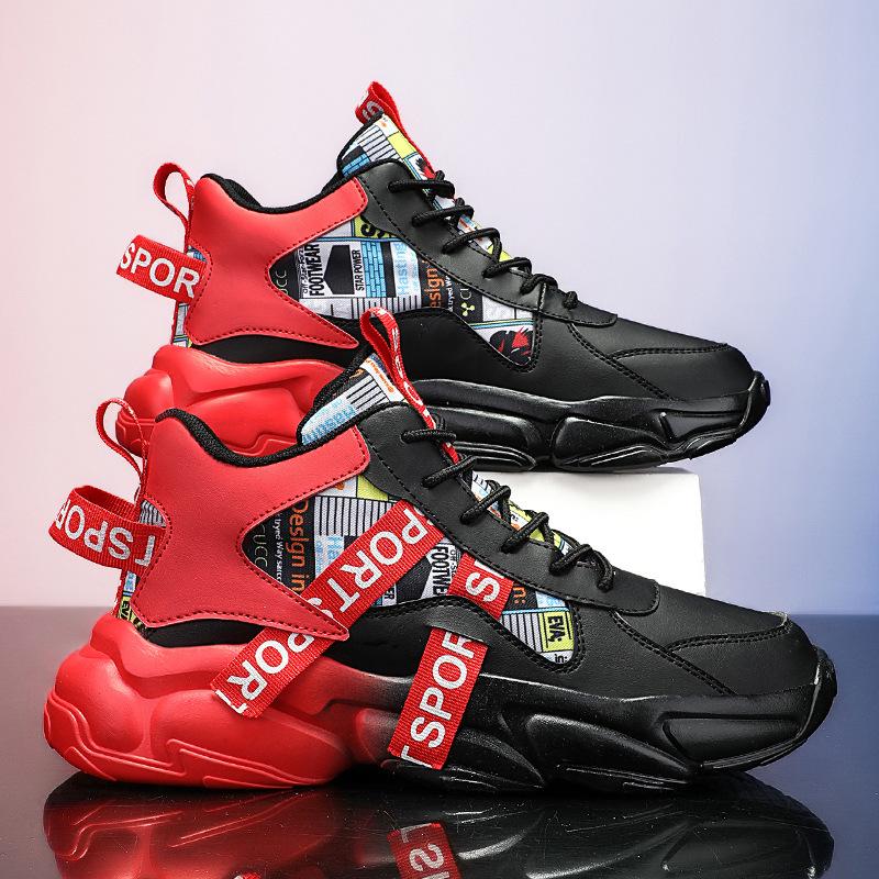 Мужские модные высокие кроссовки большого размера: Модные повседневные туфли для пап на толстой подошве