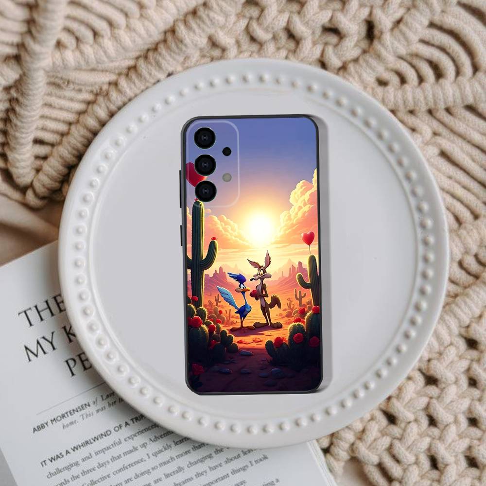 Чехол для телефона Road R-Runner Willy C-Coyote для Samsung Galaxy A73,31,32,72,41,53,52,71,22,5G,Note,J7,8,9 Мягкая черная крышка