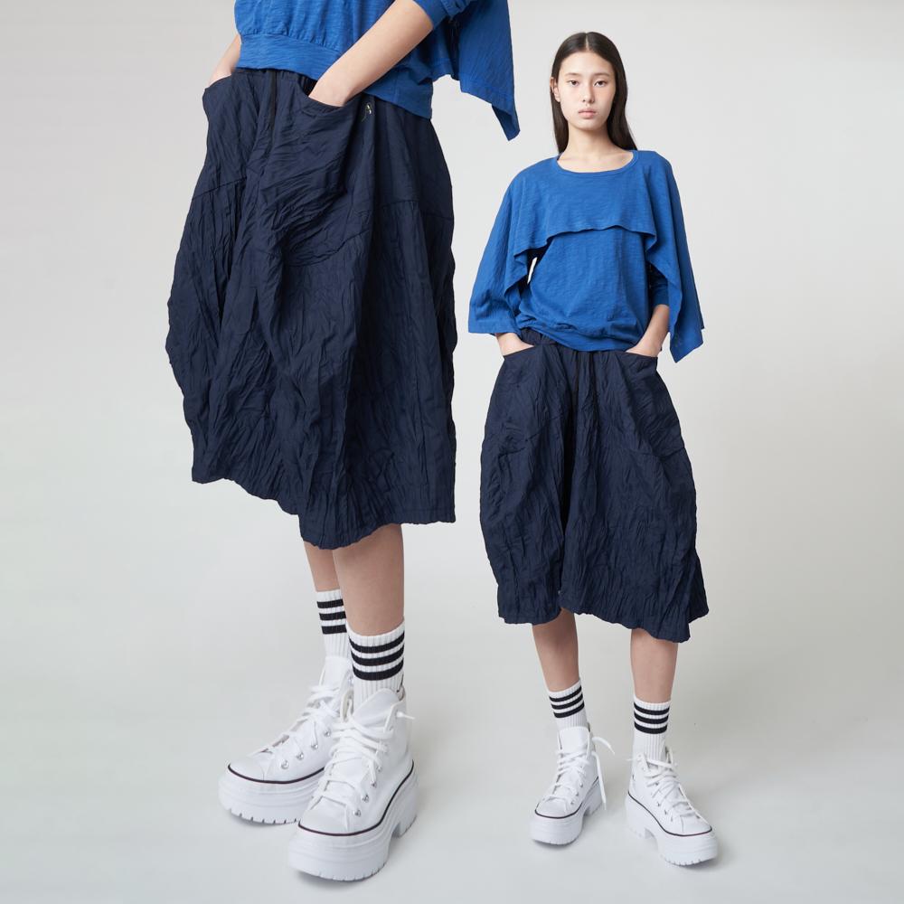 ATHPLATFORM Aw51Pt02 Crinkle Bermuda Pants_Dark Navy