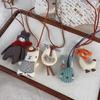Plush Animal Hanging Chain Pendant Coffee Colored Fabric Necklace Women Necklace  Autumn and Winter