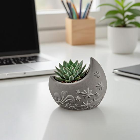 Силиконовая форма Луна Сделай сам Ручная работа Кисть для макияжа Ювелирные изделия Ручка Декоративный контейнер для комнатных растений Форма для чашки для свечи Гипс Цемент Эпоксидная смола Форма для литья