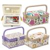 Large Capacity Sewing Basket Sewing Accessories Organizer Box with Portable Handle Thread Needle Pin Scissors Sewing Kit Carrying Case