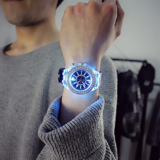 Yousheng Stylish LED Fluorescent Couple Watch Accurate Time Clear Reading Luminous Display Comfortable To Wear Watch