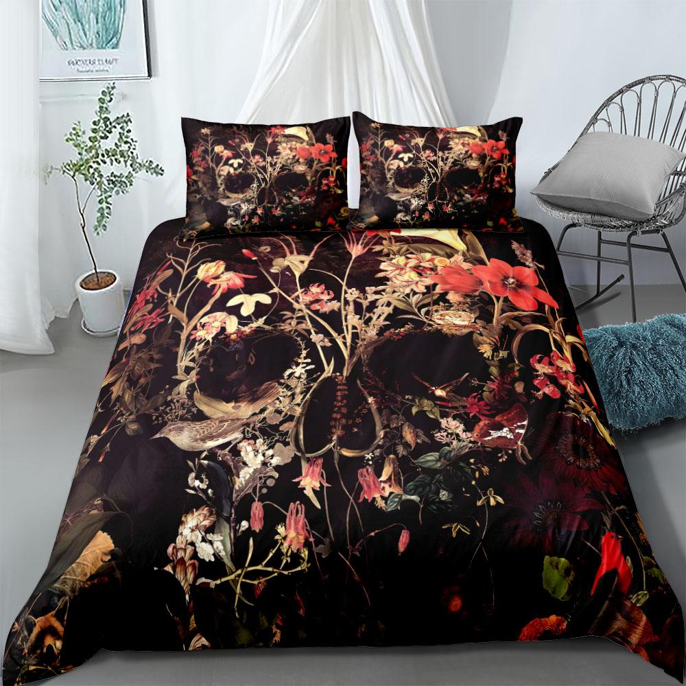Hand Painting Crow Skull Bedding Set Single Twin Double Queen King Cal King Size Bed Linen Set