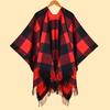 New Women's Scarf Autumn and Winter Jacquard Fringed Plaid Shawl Cape Simple Travel Photo Cape