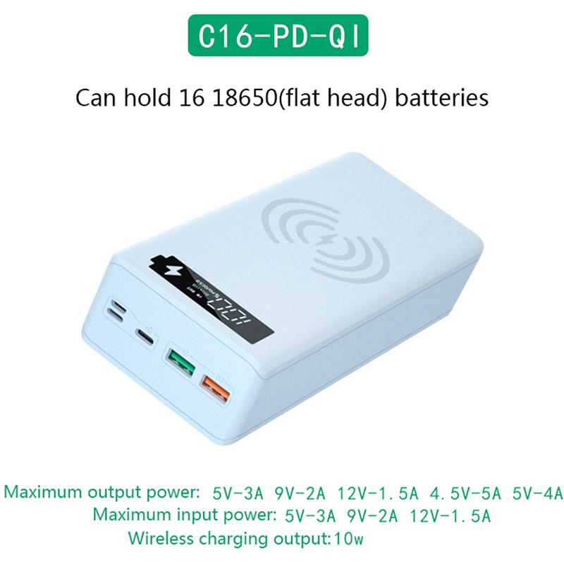 16*18650 USB-сварочный бесплатный аккумуляторный ящик для хранения, чехол для быстрой беспроводной зарядки