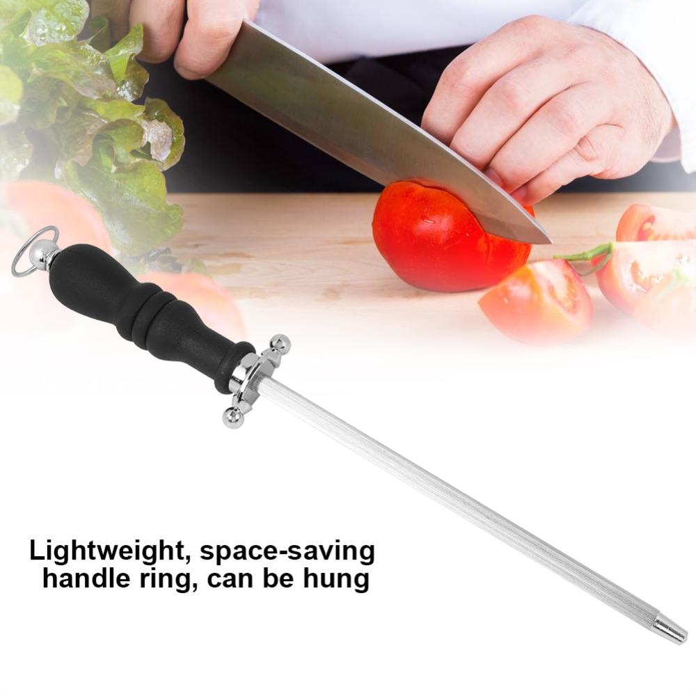Ergonomic Handle Sharpening Steel Rod Silver and Black Honing Steel Rod Chef Butcher