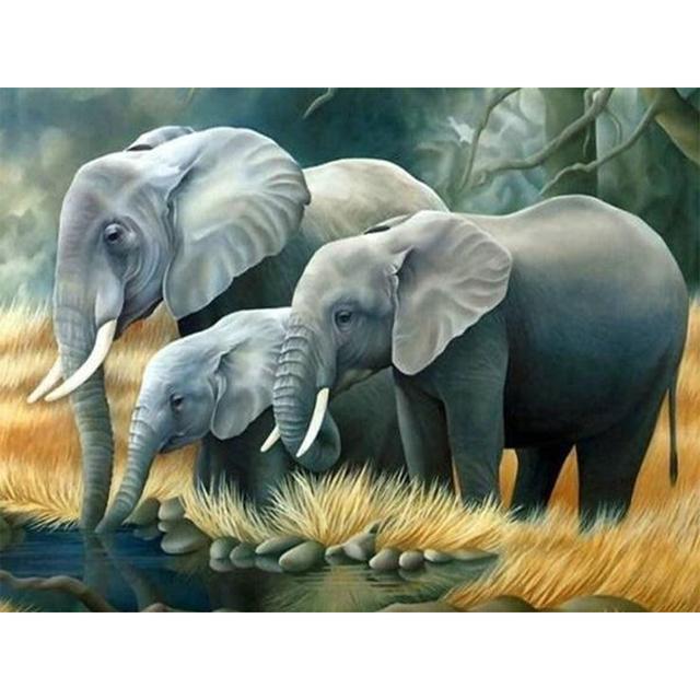 5D DIY Diamond Painting Elephant Diamond Embroidery Animal Rhinestone Art Picture Inlaid Mosaic Home Decoration Handmade Gift