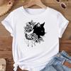 (Asian Size)Tee Top Cat Flower Trend 90s Sweet Women Print Fashion T Shirt Woman T Clothing Short Sleeve Female Graphic T-shirts