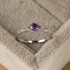 Light Luxury Style Amethyst Zircon Women's Ring European and American Simple Fashion Gem Temperament Ring