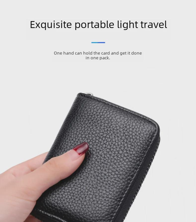 Мужской и женский тонкий держатель карт из натуральной кожи с большой емкостью и защитой от размагничивания
