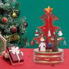 Wooden Christmas Tree Music Box Rotating Music Box Holiday Desktop Figurine for