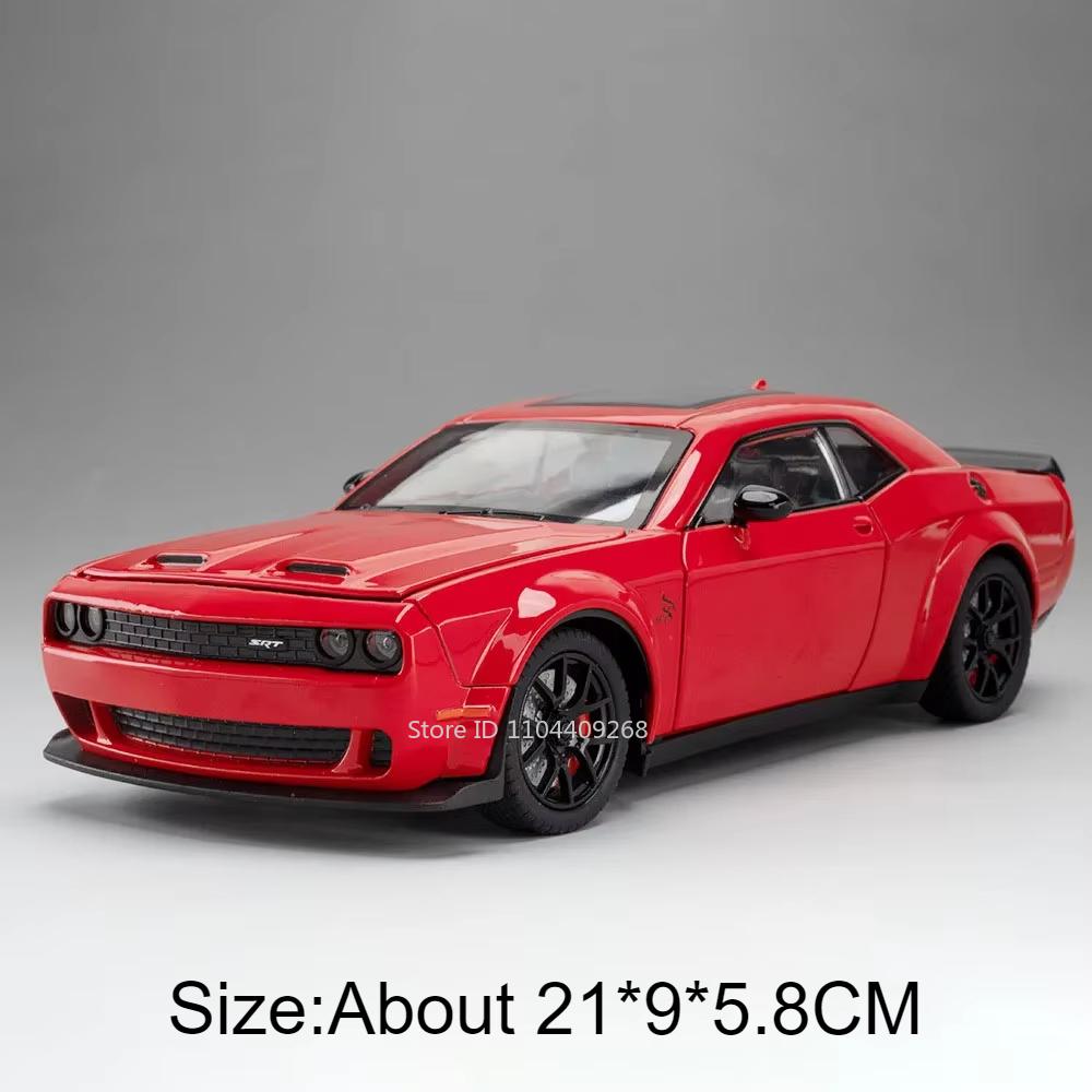 1:24 Scale Challenger Hellcat Charger 1970 Sports Car Model Toy Alloy Diecast Sound Light Pull Back Vehicle for Kids Presents
