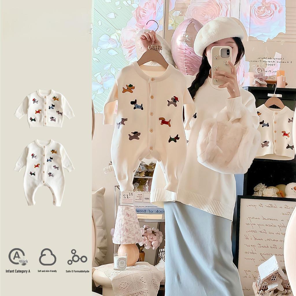 Premium Knitted Family Outfits for Spring & Autumn: Matching Sets for Parent-Child (3 or 4) - Mother-Son & Mother-Daughter Styles