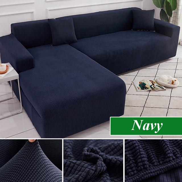 Чехол на диван для гостиной, толстый эластичный флисовый L-образный угловой чехол для дивана, шезлонг