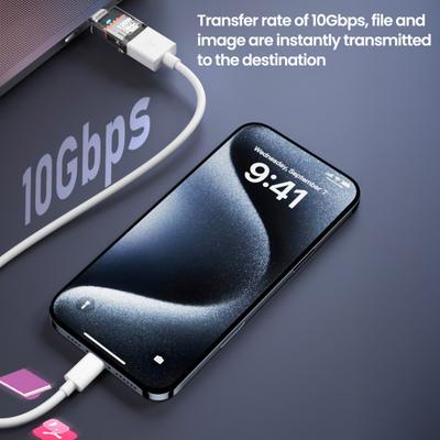 Адаптер Type-C Male to USB A Female 120 Вт USB 3.2 Gen2 адаптер Двусторонний 10 Гбит/с передача данных Прозрачный корпус адаптер