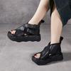 Retro Thick-soled Genuine Leather Women's Sandals Sponge Soled Shoes Roman Sandals