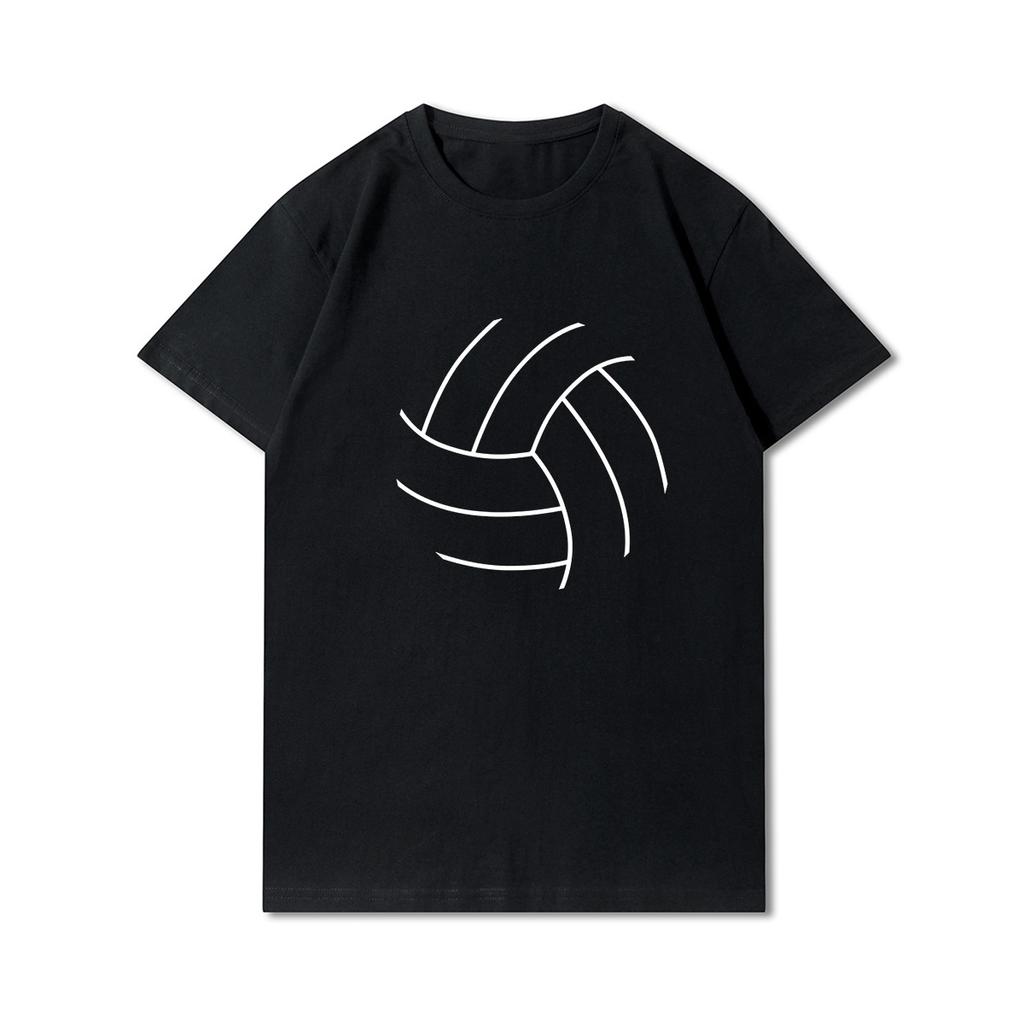 Plus Size Printed Men T Shirts O-Neck Volleyball Heartbeat Volleyball Player Short-Sleeves Tops