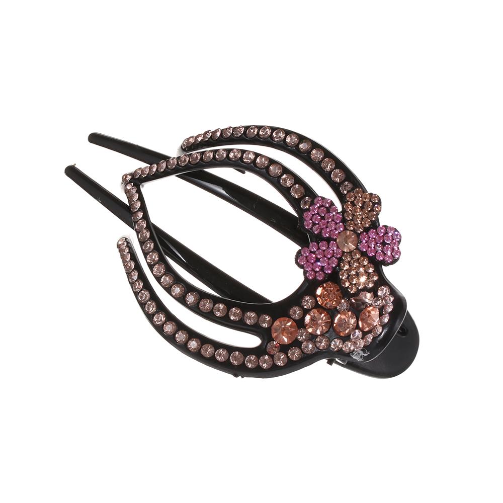 Fashion Women Hairpins Flexible Headwear Rhinestone Hair Clip Heart Flower Acrylic Hollow Claws