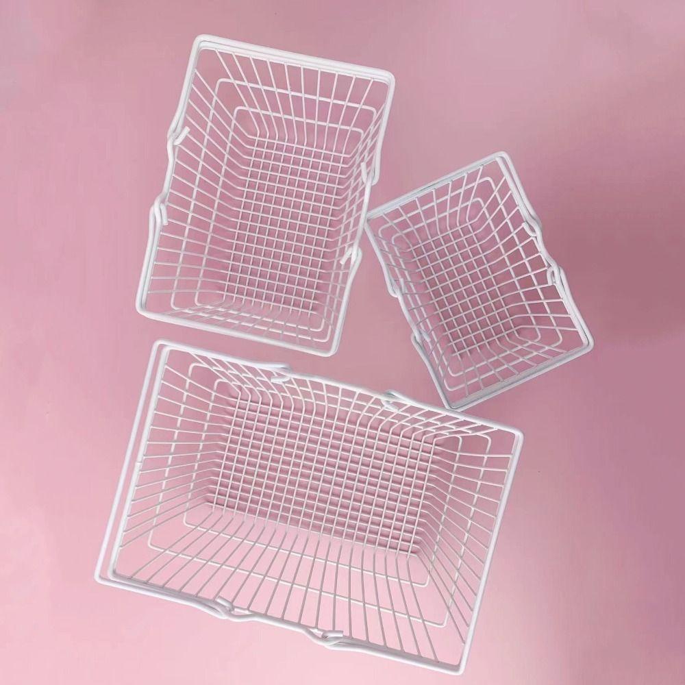 Model Mini Storage Basket Metal Toy Trolley Container Portable Shopping Cart Storage  Desktop