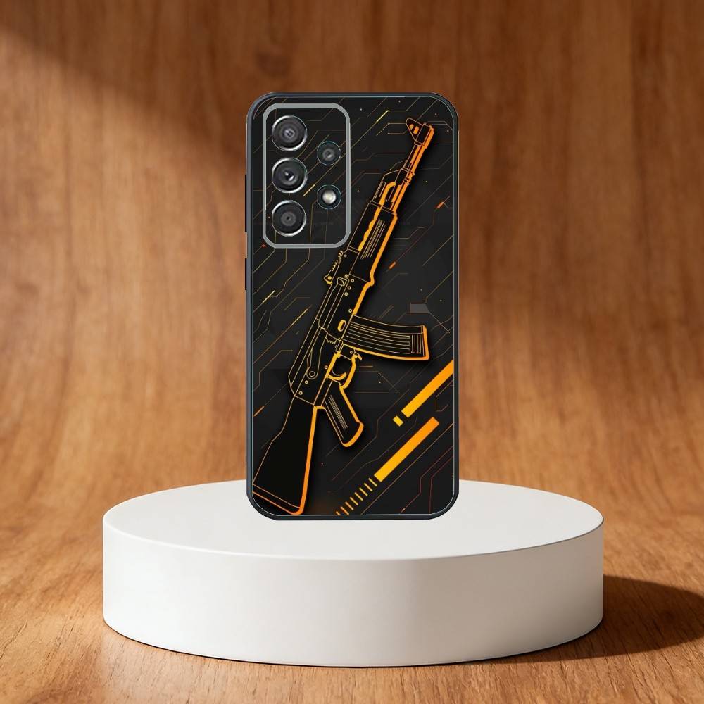 AK47 Handgun Gun BUllets Phone Case For Samsung S25,S24,S21,S22,S23,S30,Ultra,S20,Plus,Fe,Note,10,9,5G Black Cover