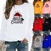 Autumn and Winter Women's Christmas Theme Printing Sweater Round Neck Long Sleeve Casual Sweatshirt Plus Size Top