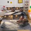 Christmas Snow Scene 3D Printed Polyester Pillowcase Quilt Cover Two Or Three Piece Set