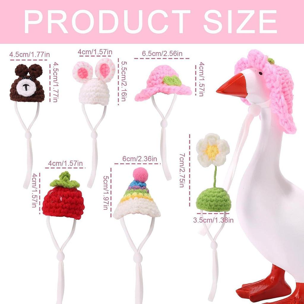 6x Мини Вязаные Шапочки Настольные Костюмы Гуся Сезонный Декор Аксессуары Крыльцо Смешной Регулируемый Ремешок
