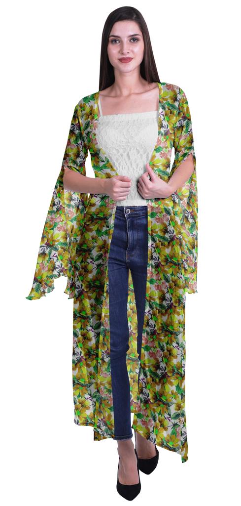 Moomaya Пляжная накидка с открытым передом из принтованного жоржета и разрезами на рукавах