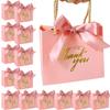 5/10/24Pcs Pink Thank You Candy Boxes Wedding Gifts Packaging Handbag For Guests Birthday Baby Shower Party Decor Shopping Pouch