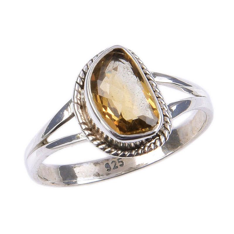 Natural Citrine Gemstone Handmade 925 Solid Sterling Silver Ring Size 8 k3v60