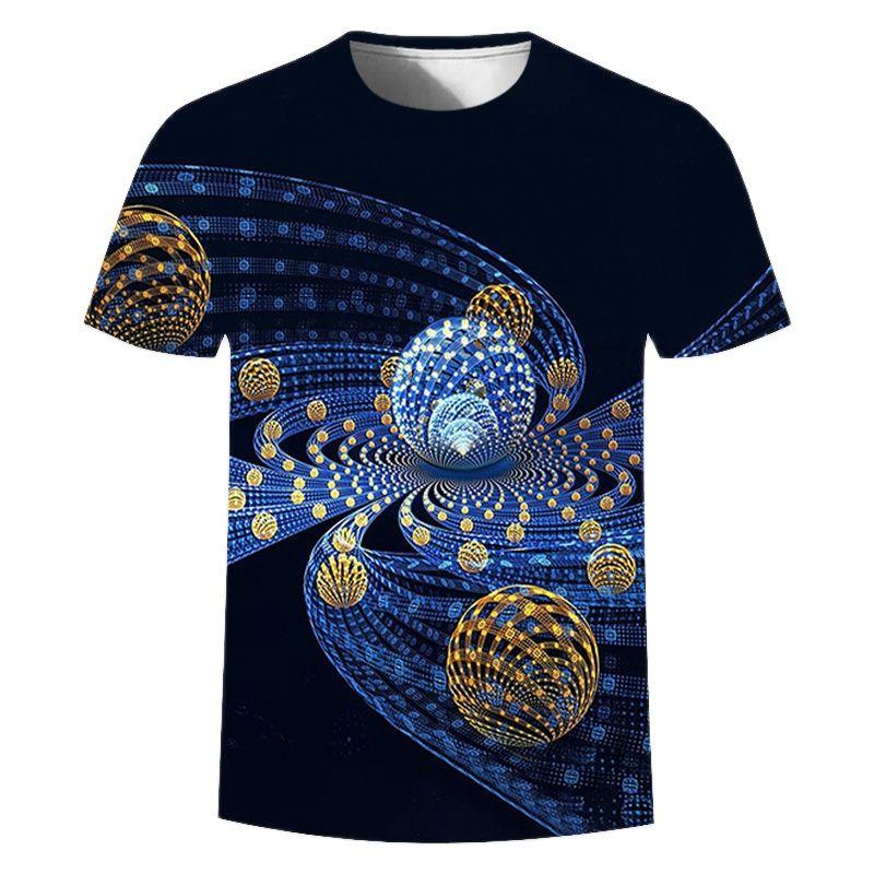 Summer 3D Gold Fashion Digital Harajuku Print Short Sleeve Round Neck Men's Casual Personality Hip Hop Street T-shirt Tops