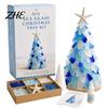 Beach Theme Home Decorations DIY Sea Glass Christmas Tree Art Kit, 3D Coastal Xmas Craft Kit Shards with Pieces, Handmade Beach-Themed Holiday
