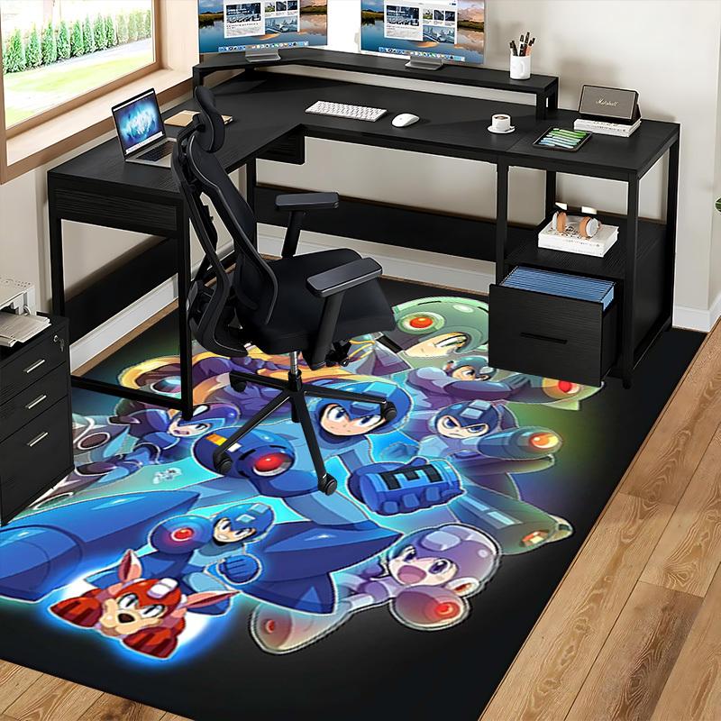 1 шт. Коврик для офисного кресла с дизайном из аниме и мультфильма Mega Man, нескользящий ковер для домашнего декора, гостиной, спальни, игровой комнаты - Идеальный подарок для фанатов.Y013